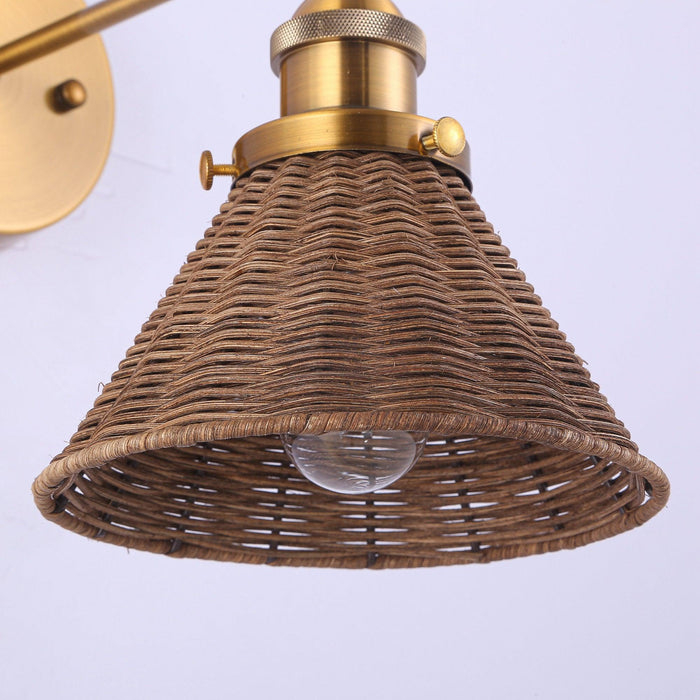 Traditional 1-Light Rattan Woven Wall Sconce