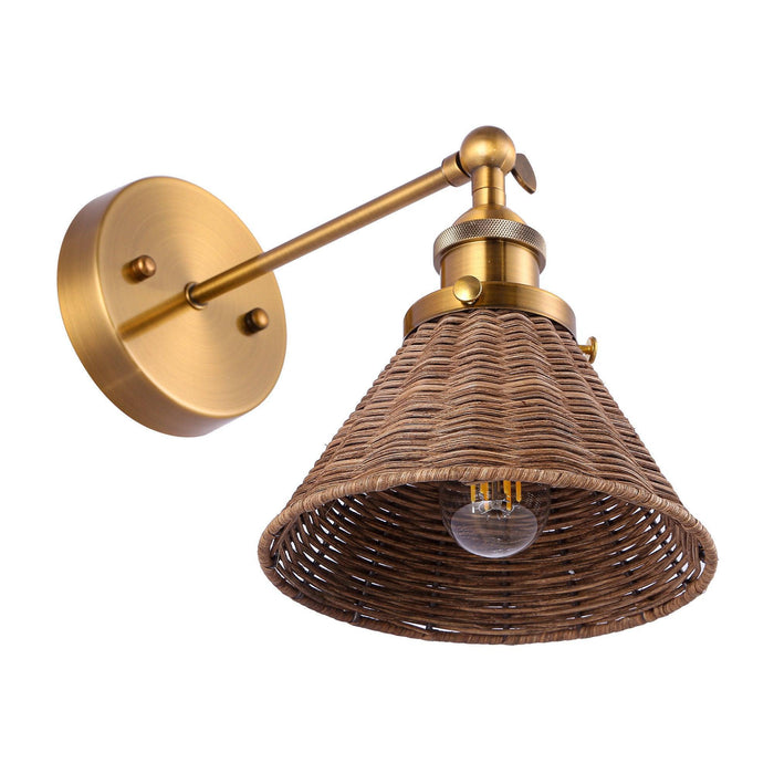 Traditional 1-Light Rattan Woven Wall Sconce