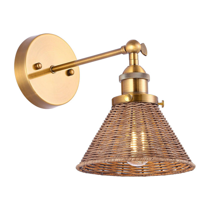 Traditional 1-Light Rattan Woven Wall Sconce