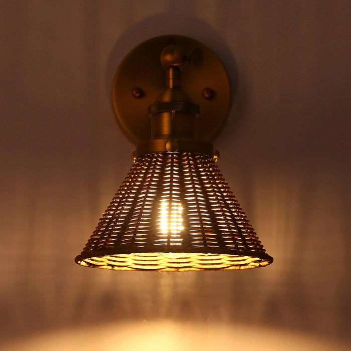 Traditional 1-Light Rattan Woven Wall Sconce