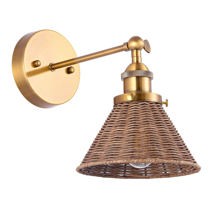 Traditional 1-Light Rattan Woven Wall Sconce