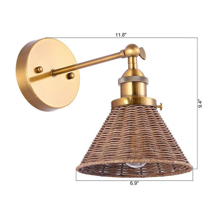 Traditional 1-Light Rattan Woven Wall Sconce