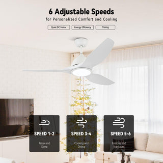 52" Vaczon Hamptons 3 Blades Ceiling Fan with LED Light and Remote Control
