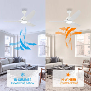 52" Vaczon Hamptons 3 Blades Ceiling Fan with LED Light and Remote Control