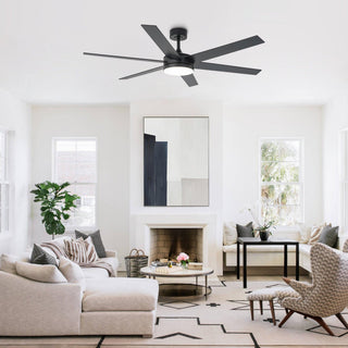 60" Volga DC Motor 6 Blades Hamptons Modern Downrod Mount Ceiling Fan with Remote Control