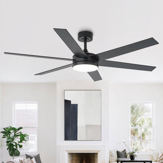 60" Volga DC Motor 6 Blades Hamptons Modern Downrod Mount Ceiling Fan with Remote Control