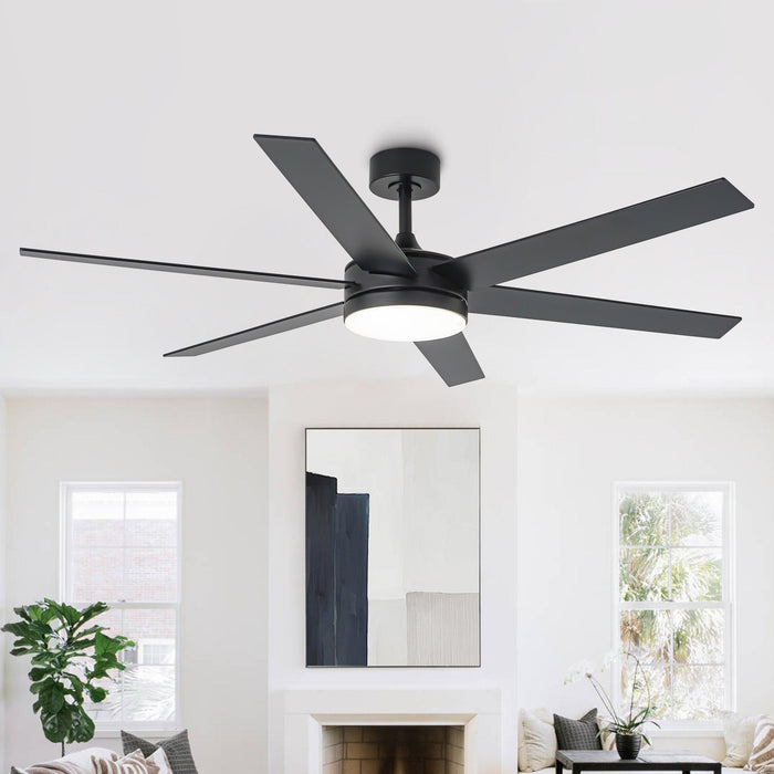 60" Volga DC Motor 6 Blades Modern Downrod Mount Ceiling Fan with Remote Control