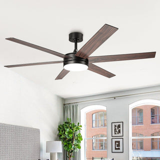 60" Volga DC Motor 6 Blades Hamptons Modern Downrod Mount Ceiling Fan with Remote Control