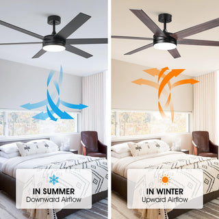 60" Volga DC Motor 6 Blades Hamptons Modern Downrod Mount Ceiling Fan with Remote Control