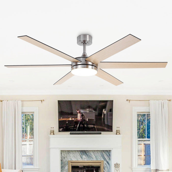 60" Volga DC Motor 6 Blades Modern Downrod Mount Ceiling Fan with Remote Control