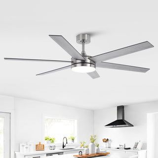 60" Volga DC Motor 6 Blades Hamptons Modern Downrod Mount Ceiling Fan with Remote Control