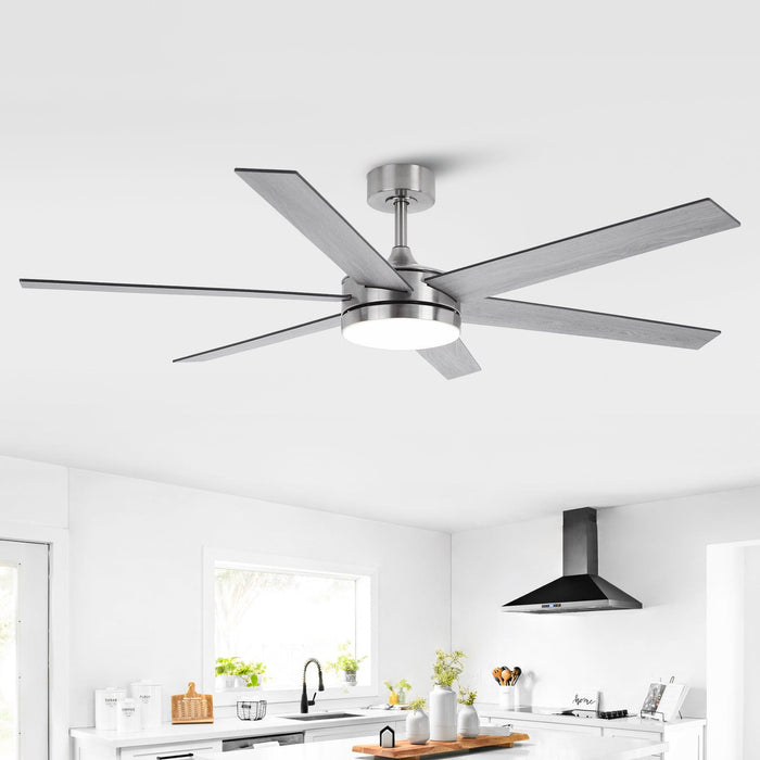 60" Volga DC Motor 6 Blades Modern Downrod Mount Ceiling Fan with Remote Control