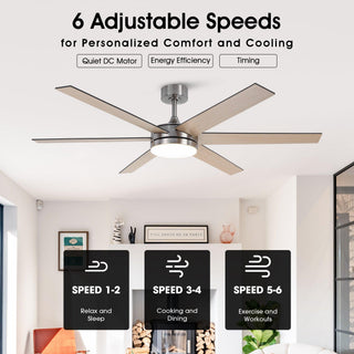 60" Volga DC Motor 6 Blades Hamptons Modern Downrod Mount Ceiling Fan with Remote Control