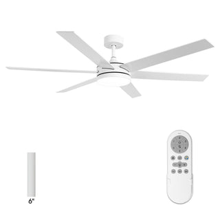 60" Volga DC Motor 6 Blades Hamptons Modern Downrod Mount Ceiling Fan with Remote Control
