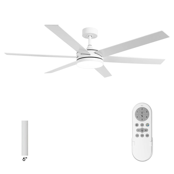 60" Volga DC Motor 6 Blades Modern Downrod Mount Ceiling Fan with Remote Control