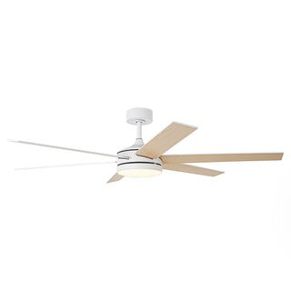 60" Volga DC Motor 6 Blades Hamptons Modern Downrod Mount Ceiling Fan with Remote Control