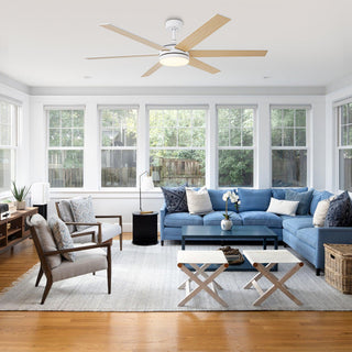 60" Volga DC Motor 6 Blades Hamptons Modern Downrod Mount Ceiling Fan with Remote Control