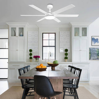 60" Volga DC Motor 6 Blades Hamptons Modern Downrod Mount Ceiling Fan with Remote Control