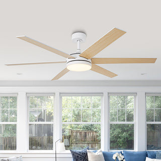 60" Volga DC Motor 6 Blades Hamptons Modern Downrod Mount Ceiling Fan with Remote Control