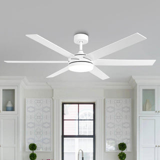 60" Volga DC Motor 6 Blades Hamptons Modern Downrod Mount Ceiling Fan with Remote Control