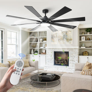 72 Inch Elbe Modern Downrod Mount Ceiling Fan with Light and Remote Control