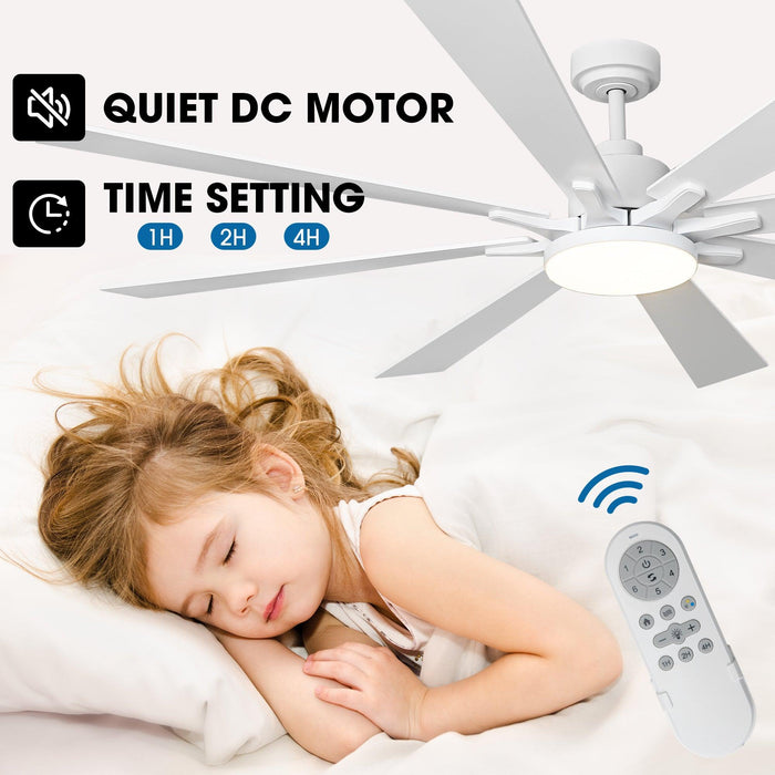72 Inch Elbe Modern Downrod Mount Ceiling Fan with Light and Remote Control