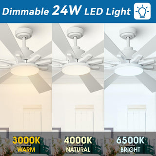 72 Inch Elbe Modern Downrod Mount Ceiling Fan with Light and Remote Control