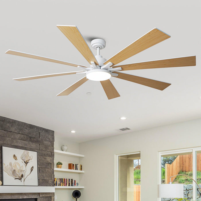 72 Inch Elbe Modern Downrod Mount Ceiling Fan with Light and Remote Control