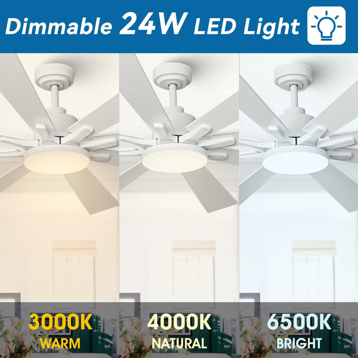 72 Inch Elbe Modern Downrod Mount Ceiling Fan with Light and Remote Control