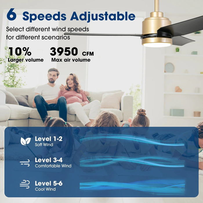 Vaczon 42 Inch 3-Blades Modern Ceiling Fan with Remote Control and LED Light