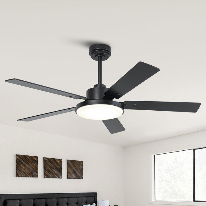 Vaczon 52 Inch 5 Blades DC Motor Modern Downrod Ceiling Fan with LED Light and Remote Control
