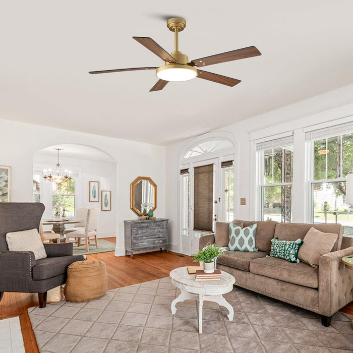 Vaczon 52 Inch Double-sided Blades Modern Ceiling Fan with Remote Control and LED Light