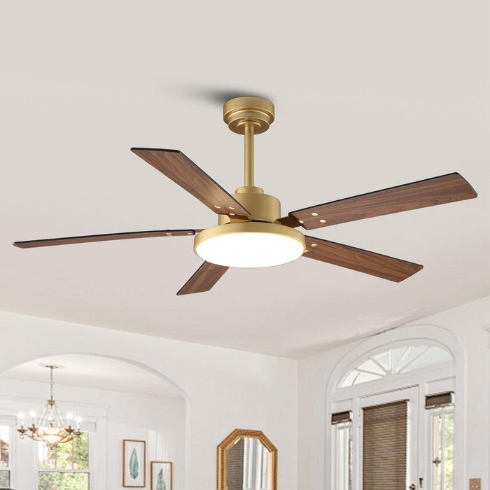 Vaczon 52 Inch Double-sided Blades Modern Ceiling Fan with Remote Control and LED Light