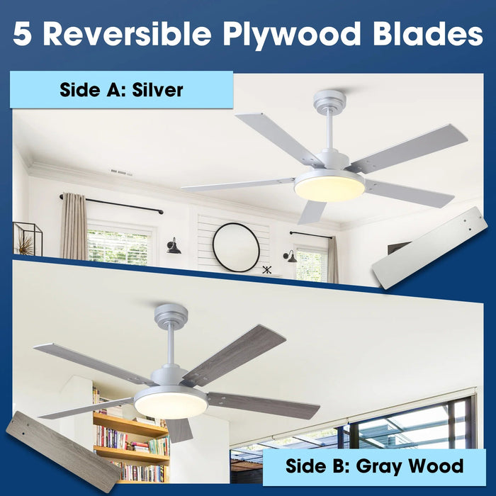 Vaczon 52 Inch Double-sided Blades Modern Ceiling Fan with Remote Control and LED Light
