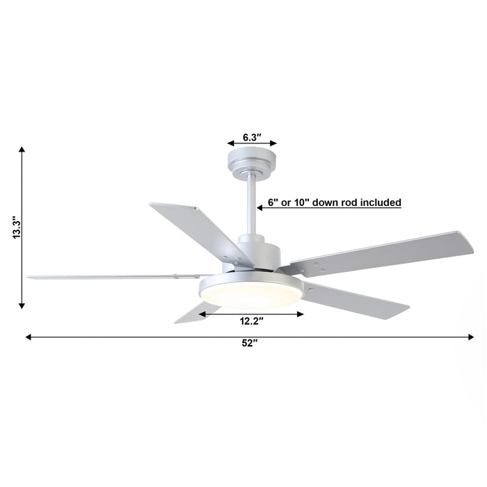 Vaczon 52 Inch Double-sided Blades Modern Ceiling Fan with Remote Control and LED Light