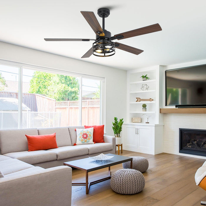 Vaczon Industrial 52 Inch 60 Inch Downrod Ceiling Fan with Light APP Remote Control