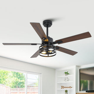 Vaczon 52 Inch DC Motor Industrial Downrod Ceiling Fan with Light and Remote Control