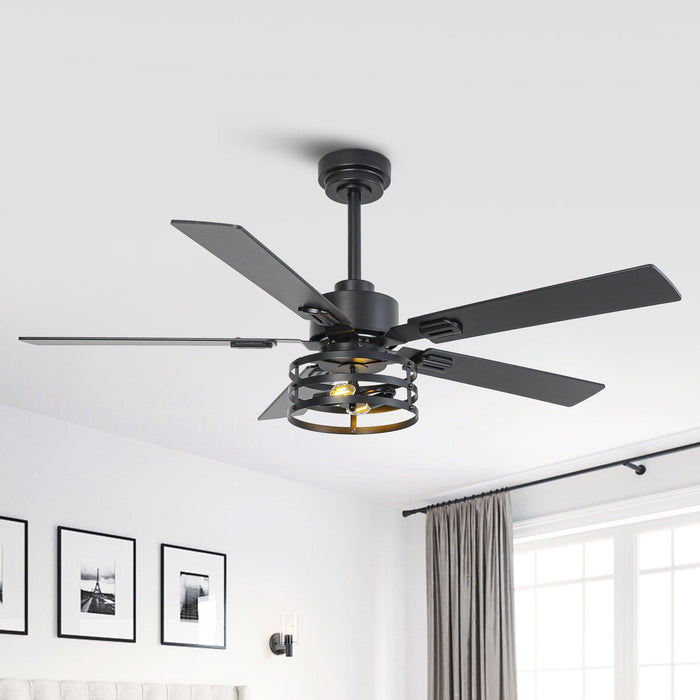 Vaczon 52 Inch DC Motor Industrial Downrod Ceiling Fan with Light and Remote Control