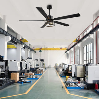 Vaczon Industrial 52 Inch 60 Inch Downrod Ceiling Fan with Light APP Remote Control