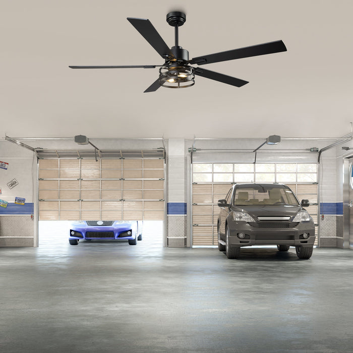 Vaczon Industrial 52 Inch 60 Inch Downrod Ceiling Fan with Light APP Remote Control