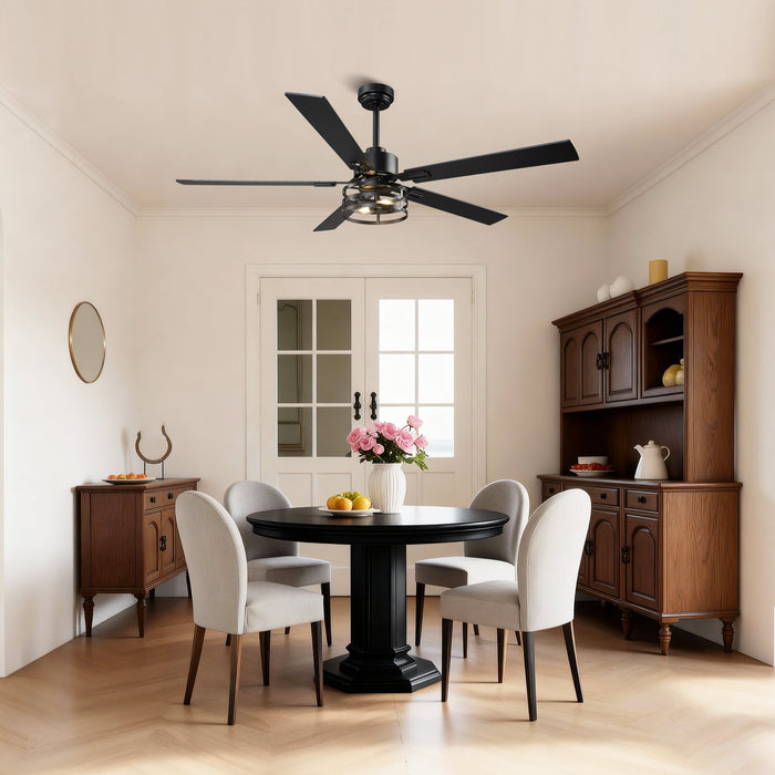 Vaczon Industrial 52 Inch 60 Inch Downrod Ceiling Fan with Light APP Remote Control