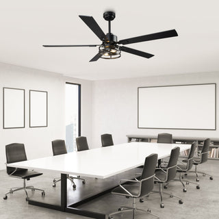 Vaczon Industrial 52 Inch 60 Inch Downrod Ceiling Fan with Light APP Remote Control