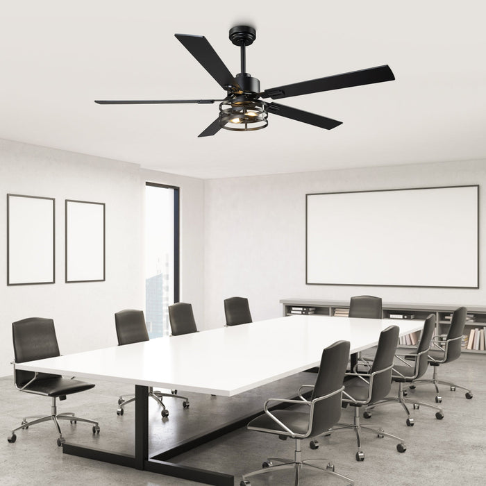 Vaczon Industrial 52 Inch 60 Inch Downrod Ceiling Fan with Light APP Remote Control