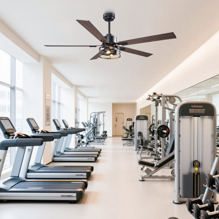 Vaczon Industrial 52 Inch 60 Inch Downrod Ceiling Fan with Light APP Remote Control