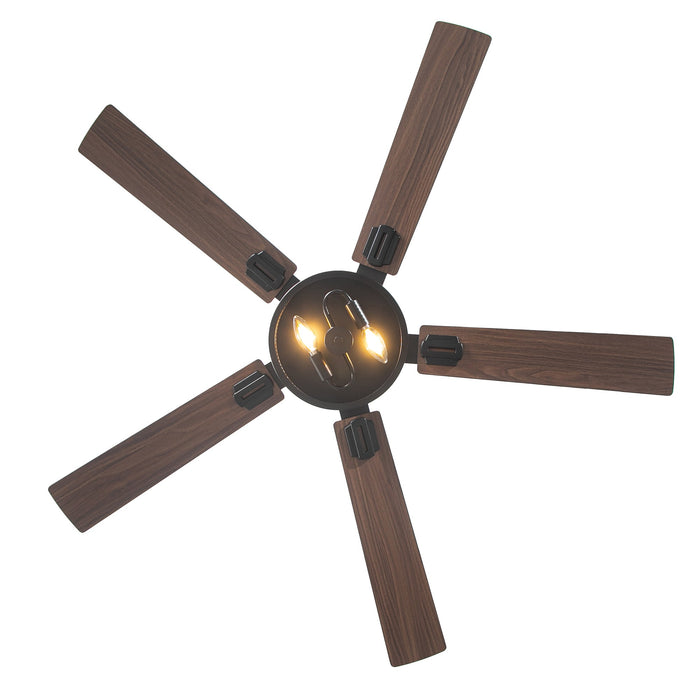 52 Inch Polly Double-sided Blades Downrod Mount Ceiling Fan with Light and APP & Remote Control