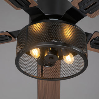 52 Inch Polly Double-sided Blades Downrod Mount Ceiling Fan with Light and APP & Remote Control