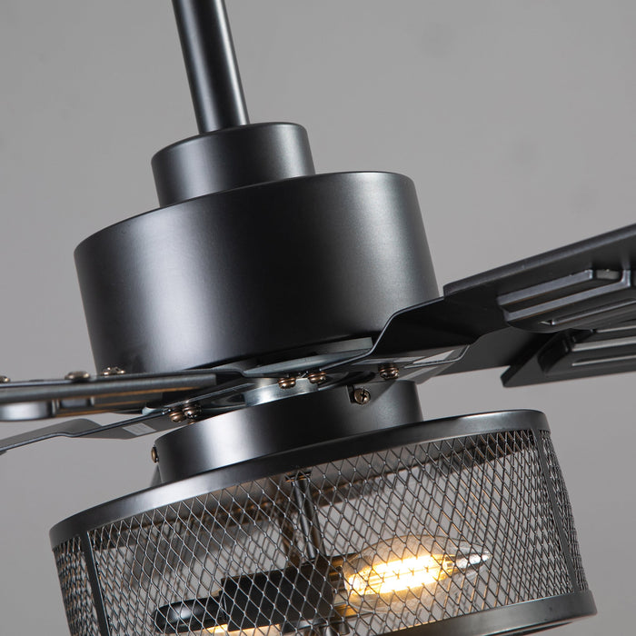 52 Inch Polly Double-sided Blades Downrod Mount Ceiling Fan with Light and APP & Remote Control