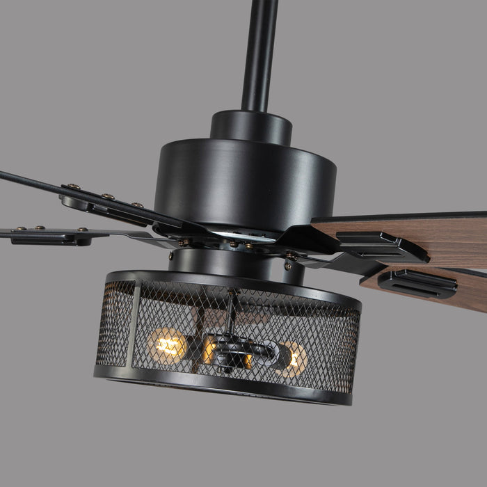 52 Inch Polly Double-sided Blades Downrod Mount Ceiling Fan with Light and APP & Remote Control