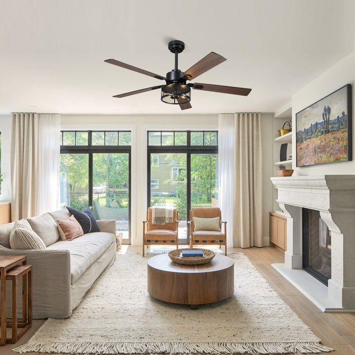 52 Inch Polly Double-sided Blades Downrod Mount Ceiling Fan with Light and APP & Remote Control