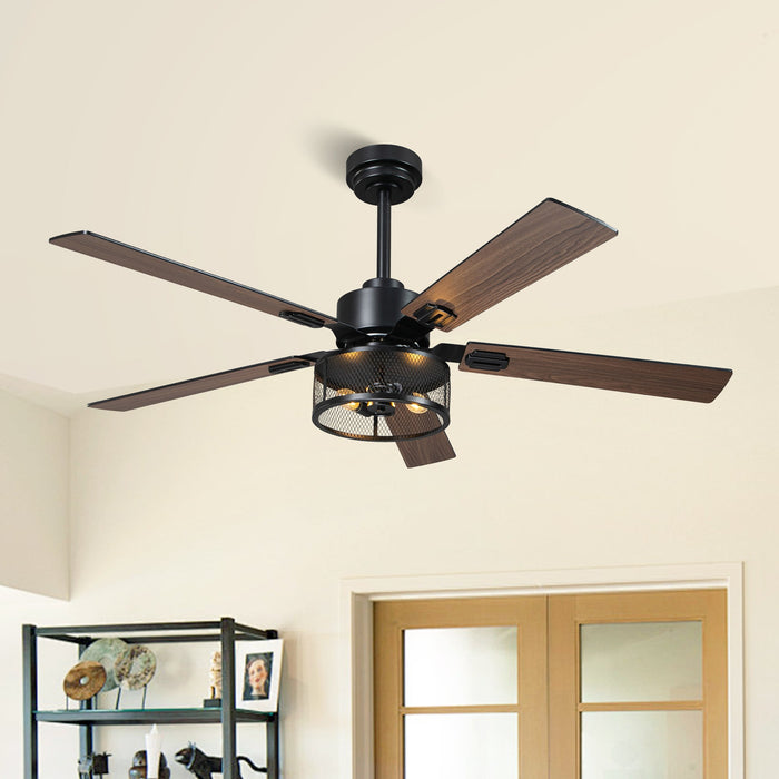 52 Inch Polly Double-sided Blades Downrod Mount Ceiling Fan with Light and APP & Remote Control